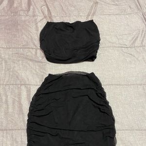 Fashion Nova Dresses - Black two piece mesh skirt set Fashion Nova Dresses - Black two piece mesh skirt set
